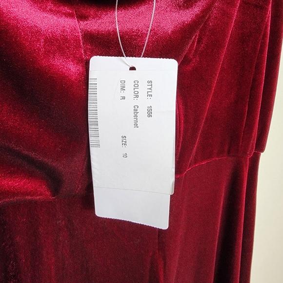 After Six One-Shoulder Spaghetti Strap Velvet Maxi Dress In Cabernet Size 10 NWT - Picture 10 of 10